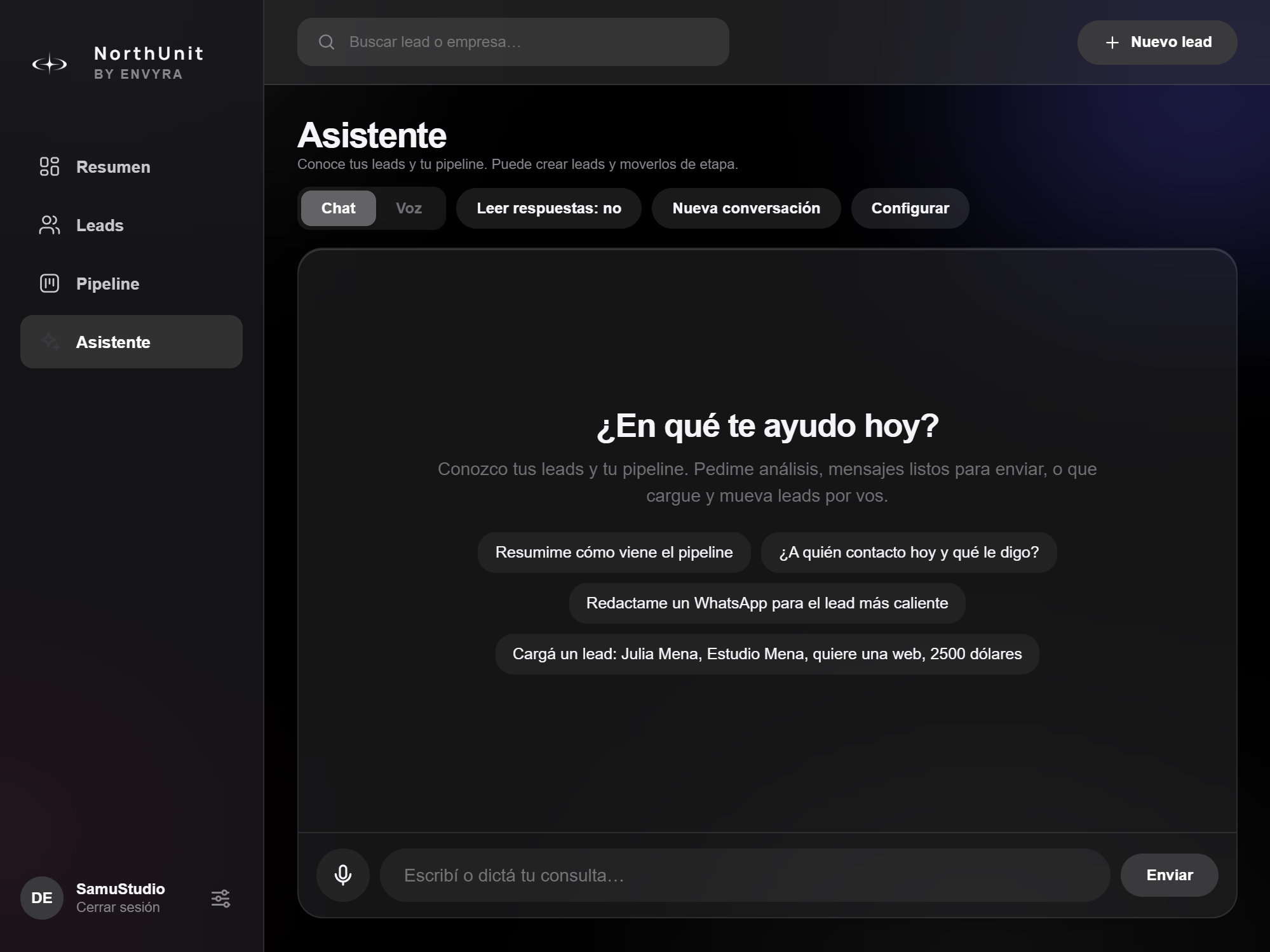 NorthUnit redacta un borrador de seguimiento con IA